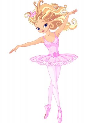 Blonde ballerina met een kroon op haar hoofd