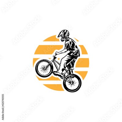 Sticker BMX-fietser die een helm draagt
