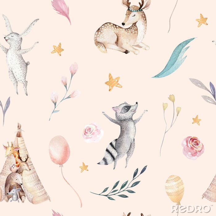 Sticker Boho-patroon met dieren