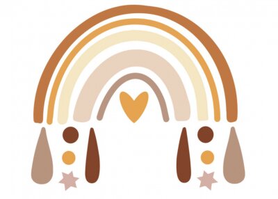 Sticker Boho regenboog in bruintinten