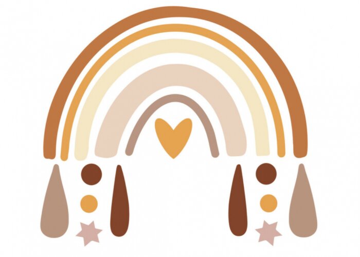 Sticker Boho regenboog in bruintinten
