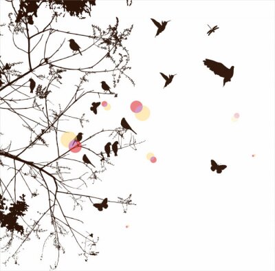 Sticker boom en vogel