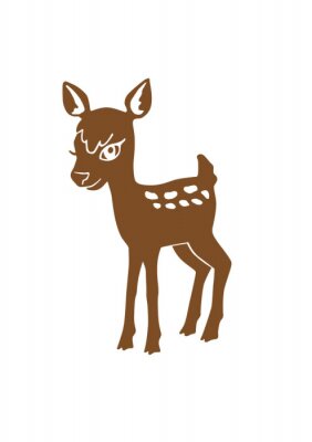 Sticker Bruin gevlekte herten eenkleurige illustratie