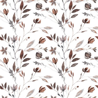 Behang Bruine bladeren aan twijgen