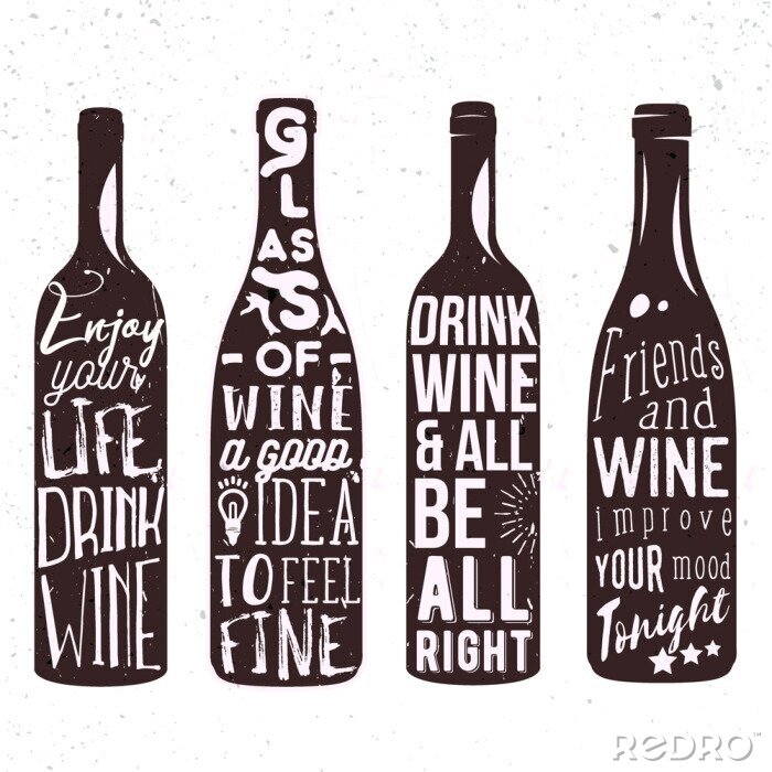 Sticker Bruine flessen met witte retro-letters