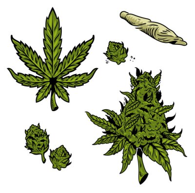 Sticker cannabis marijuana set 