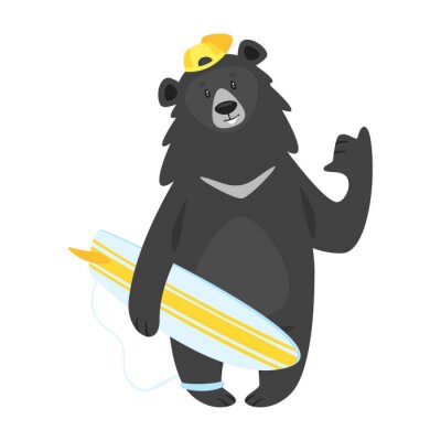 Sticker cartoon black cool bear