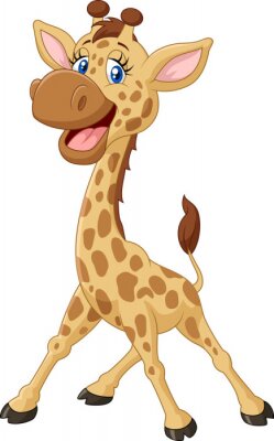 Sticker Cartoon lachende giraffe