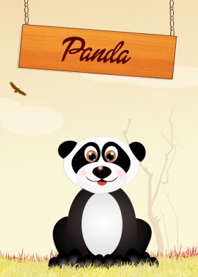 Cartoon panda met onderschrift