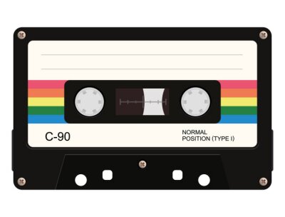 Sticker Cassette bandje. Vector illustratie