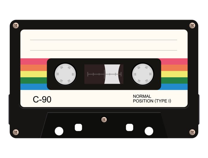 Sticker Cassette bandje. Vector illustratie