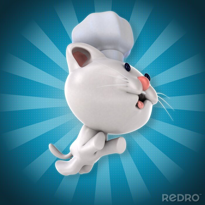 Sticker Cats 3D graphics met een kat in een koksmuts