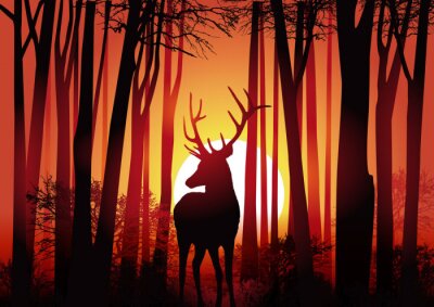 Sticker Cerf - Forêt - Chasse - Natuur