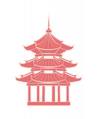 Sticker Chinese Tempel met geïsoleerde de Sticker van de Pagodereis
