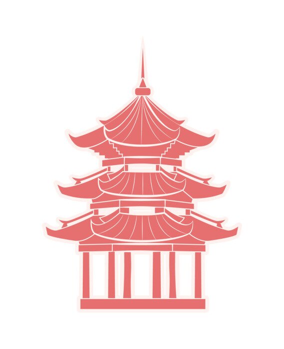 Sticker Chinese Tempel met geïsoleerde de Sticker van de Pagodereis