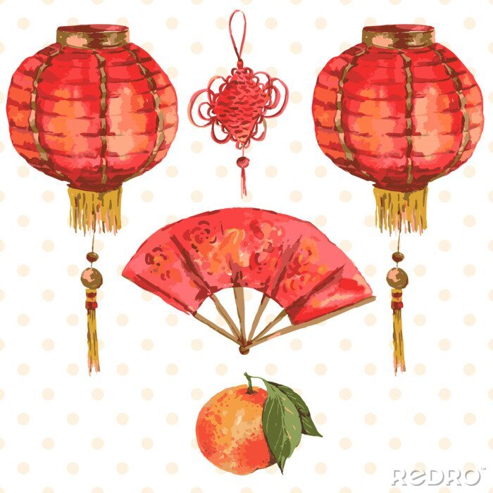 Sticker Chinese versieringen in Azië