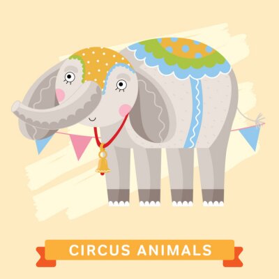 Sticker Circus Olifant, vector dierlijke serie.