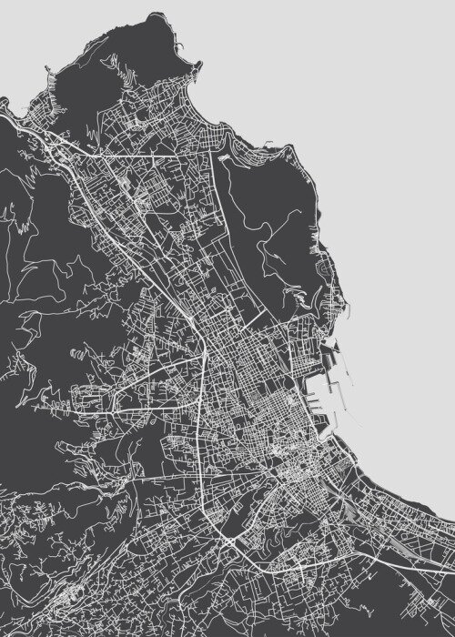 Sticker City map Palermo, monochrome detailed plan, vector illustration