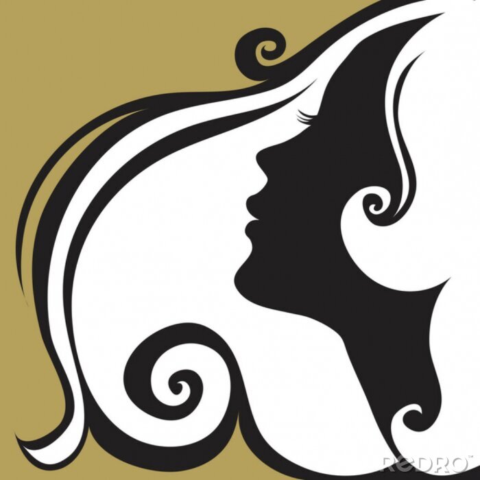 Sticker Close-up decoratieve vintage vrouw met mooie haren