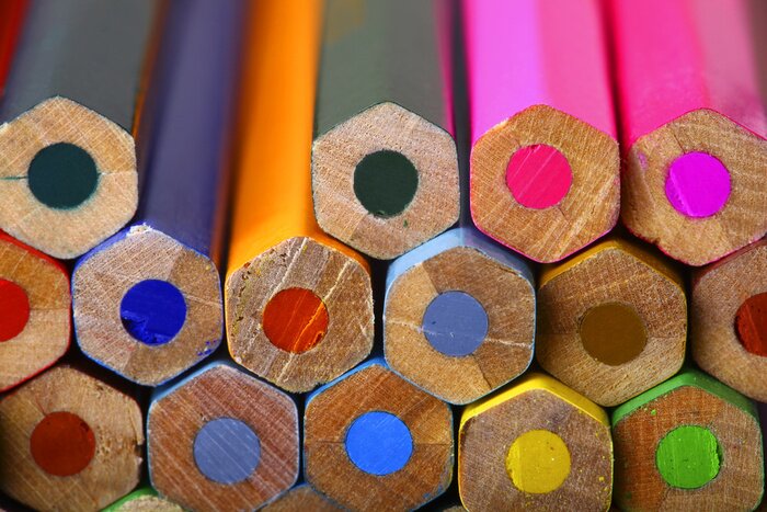 Sticker Close-up van de onderkant van kleurpotloden