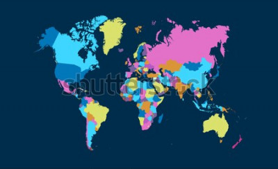 Sticker Color world map vector