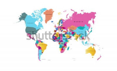 Sticker Color world map vector