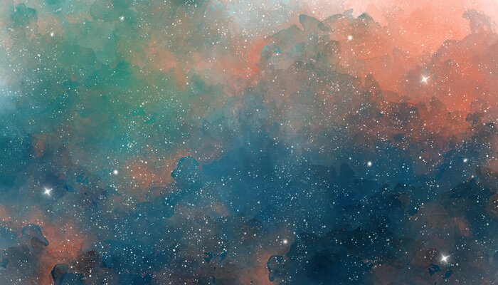 Sticker Colorful pastel watercolor space background
