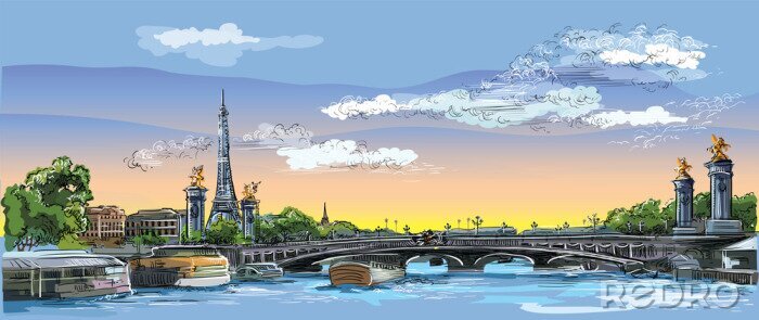 Sticker Colorful vector hand drawing Paris 4