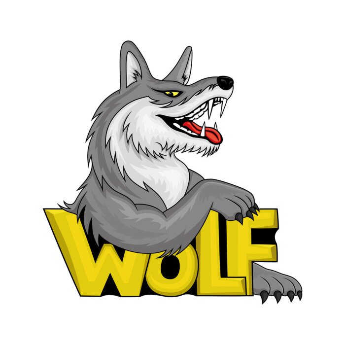 Sticker Colorful wolf sign on a white background.