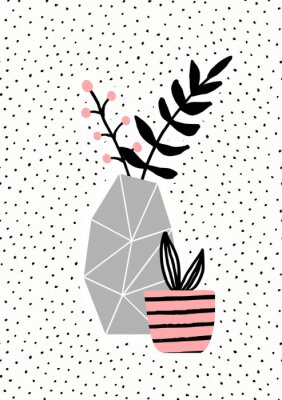 Concrete Vaas en Roze Pot