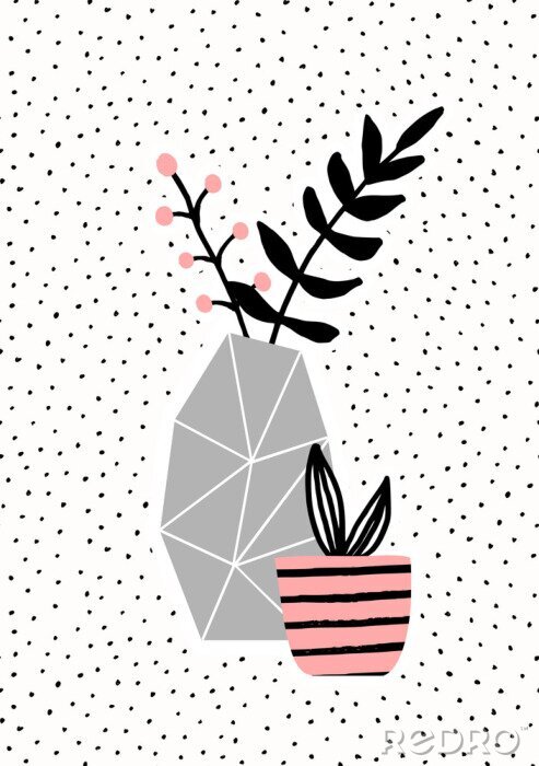 Sticker Concrete Vaas en Roze Pot