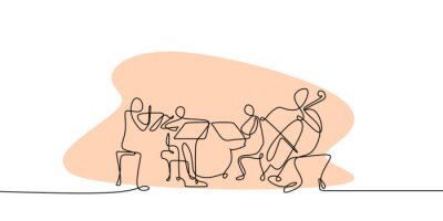 Sticker continuous line drawing of jazz classical music concert performance on the stage.