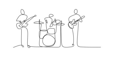 Sticker continuous line drawing of jazz classical music concert performance on the stage.