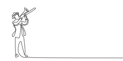 Sticker continuous line drawing of jazz music.