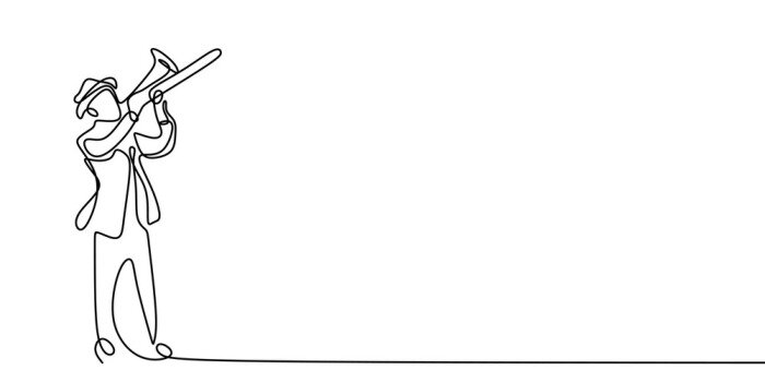 Sticker continuous line drawing of jazz music.