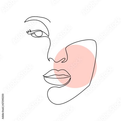 Sticker Continuous line, drawing of set faces and hairstyle, fashion concept, woman beauty minimalist, 