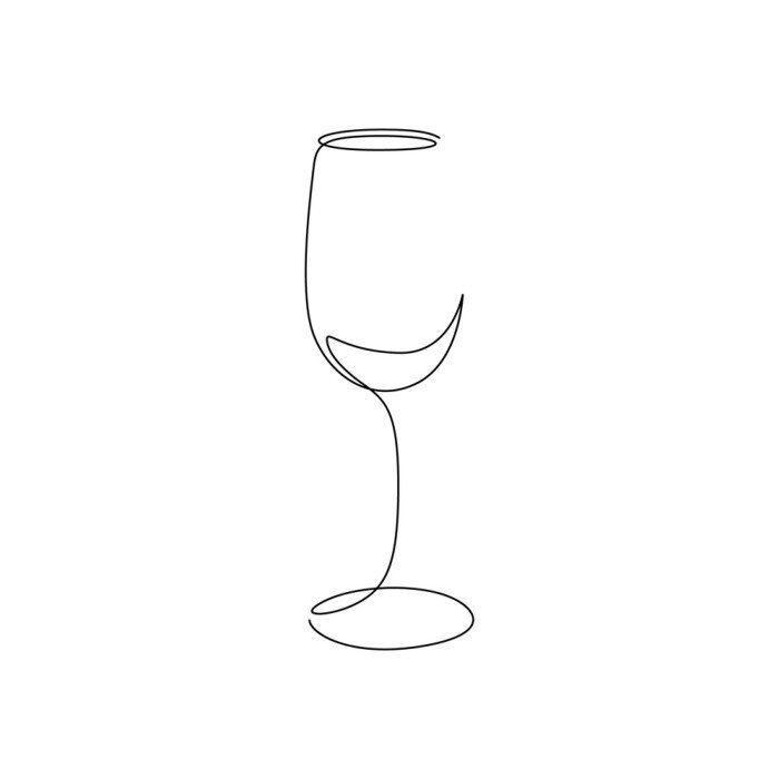 Sticker Continuous one line wine glass art. Vector