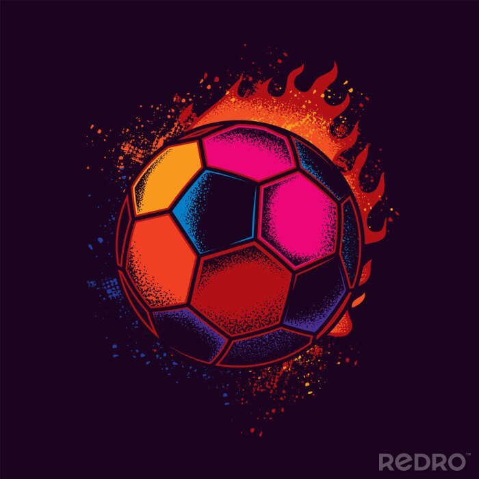 Sticker Contrastafbeelding met een bal omgeven door vlammen