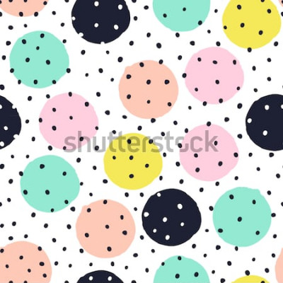 Sticker Creatief naadloos patroon met hand getrokken texturen. Abstracte achtergrond. Polka dot patroon.