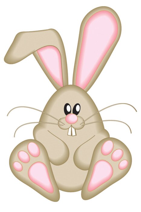 Sticker Creme konijntje met roze oren