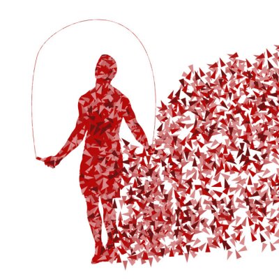 Sticker Crossfit man training met touwtje springen vector achtergrond