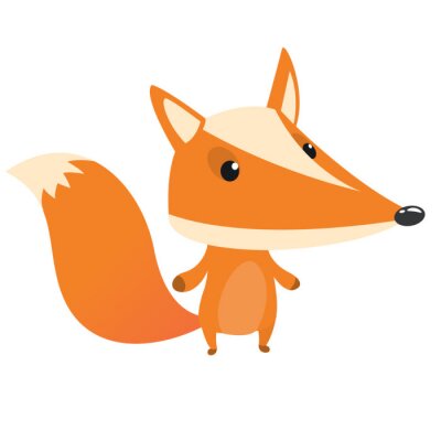 Sticker  Cute cartoon fox character isolated. Flat design Vector illustration