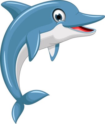 Sticker cute dolphin cartoon jumping