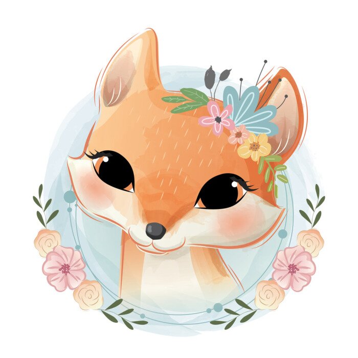 Sticker Cute Fox Portrait