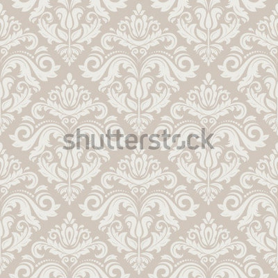 Sticker Damast vector bloemmotief met arabesque en oosterse roze elementen. Naadloos abstract traditioneel ornament voor behang en achtergronden