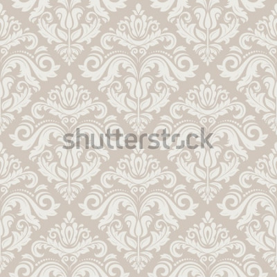 Sticker Damast vector bloemmotief met arabesque en oosterse roze elementen. Naadloos abstract traditioneel ornament voor behang en achtergronden