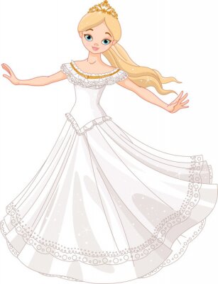 Sticker Dansende prinses in een witte jurk