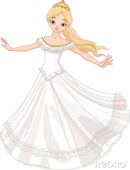 Sticker Dansende prinses in een witte jurk