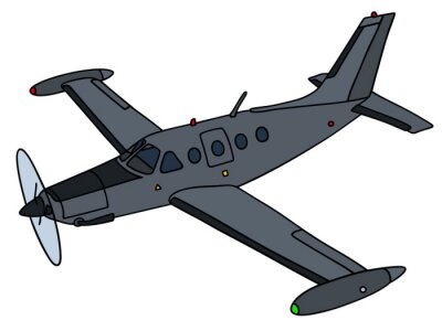 Dark propellervliegtuig / tekening van de hand, vector illustratie