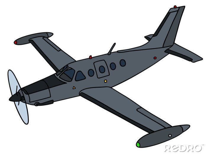 Sticker Dark propellervliegtuig / tekening van de hand, vector illustratie